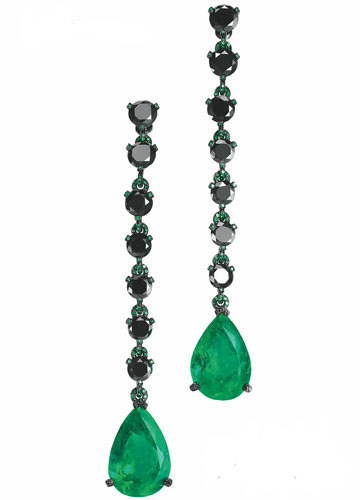 祖母绿黑钻耳环 cindy chao